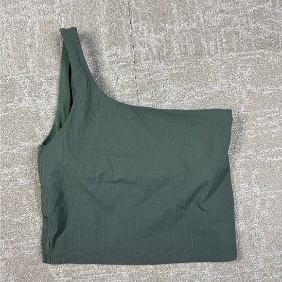 lululemon athletica Tops - LULULEMON RIBBED NULU ASYMMETRICAL YOGA TANK IN DARK FORREST SZ 4